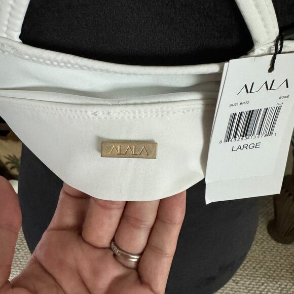 ALALA Women's Tie Bow Bra White Top Size Large Wireless Retail $85 - Picture 9 of 9